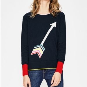 Boden Rainbow Arrow Wool Cotton Colorblock Sweater
